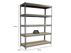 Schwerlastregal Wood Beast Five HxBxT 200 x 240 x 90 cm 5 Ebenen Fachlast 400 kg Grau*PROREGAL Sale