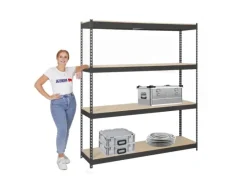 PROREGAL Sportgeräte|Schwerlastregal Wood Beast Four HxBxT 200 x 240 x 60 cm 4 Ebenen Fachlast 400 kg Anthrazit