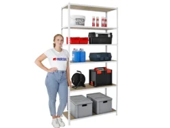 Schwerlastregal Giant Muli HxBxT 250 x 90 x 40 cm 6 Fachböden Fachlast 150 kg Weiß*PROREGAL Outlet