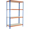 Schwerlastregal Mid Muli HxBxT 150 x 100 x 40 cm 4 Fachböden Fachlast 150 kg Blau-Orange*PROREGAL New