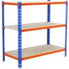 Schwerlastregal Baby Muli HxBxT 90 x 100 x 50 cm 3 Fachböden Fachlast 150 kg Blau-Orange*PROREGAL
