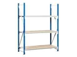 PROREGAL Sportgeräte|Weitspannregal Maximus Grundregal HxBxT 400 x 200 x 40 cm 7 Ebenen Spanplatten Fachboden Fachlast 400 kg Lichtblau & Lichtgrau