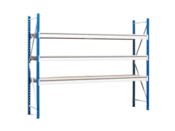 PROREGAL Sportgeräte|Weitspannregal Maximus Pro Grundregal HxBxT 500 x 275 x 80 cm 5 Ebenen Spanplatten Fachboden Fachlast 450 kg Lichtblau & Lichtgrau