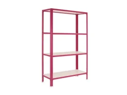 Wohnregal Living Koala Wood mit 4 Fachböden HxBxT 160 x 100 x 30 cm Fachlast 150 kg Rosa/Weiß*PROREGAL Discount