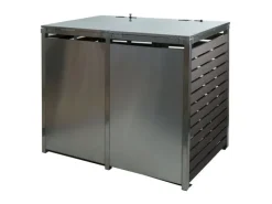 XL 2er/4er Mülltonnenverkleidung HxBxT 117x144x102 cm Mülltonnenbox Mülltonnenabdeckung WPC Edelstahl 88kg*PROREGAL Outlet