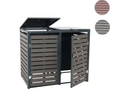 PROREGAL Weitere Ordnungssysteme Für Den Garten|XL 2er-/4er-Mülltonnenverkleidung HxBxT 119x140x102 cm Walnuss-Holzoptik Mülltonnenbox Mülltonnenabdeckung WPC Metall 86kg