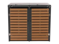 XL 2er-/4er-Mülltonnenverkleidung HxBxT 119x140x102 cm Teak-Optik Mülltonnenbox Mülltonnenabdeckung WPC Metall 86kg*PROREGAL Clearance