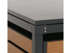 XL 2er-/4er-Mülltonnenverkleidung HxBxT 119x140x102 cm Teak-Optik Mülltonnenbox Mülltonnenabdeckung WPC Metall 86kg*PROREGAL Clearance