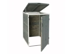PROREGAL Weitere Ordnungssysteme Für Den Garten|XL 1er-/2er-Mülltonnenverkleidung HxBxT 126x79,5x98 cm Grau-Weiß Mülltonnenbox Mülltonnenabdeckung Holz