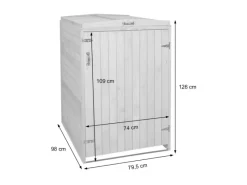 PROREGAL Weitere Ordnungssysteme Für Den Garten|XL 1er-/2er-Mülltonnenverkleidung HxBxT 126x79,5x98 cm Grau-Weiß Mülltonnenbox Mülltonnenabdeckung Holz