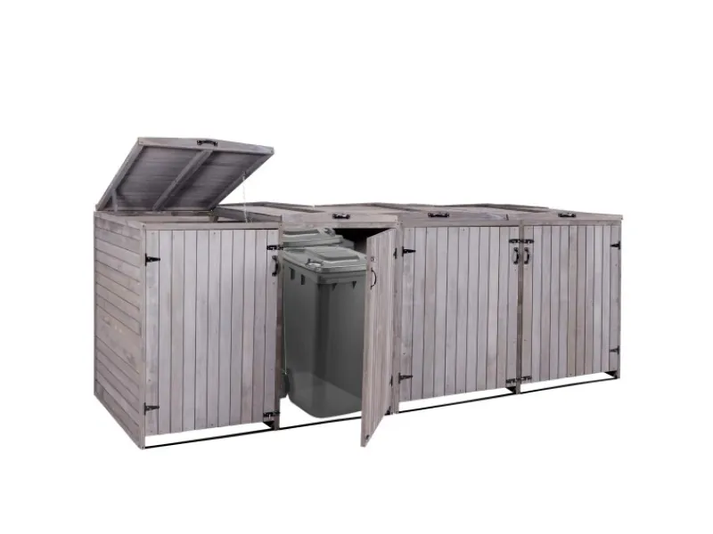 PROREGAL Weitere Ordnungssysteme Für Den Garten|XL 4er-/8er-Mülltonnenverkleidung HxBxT 126x316x98 cm Mülltonnenbox Mülltonnenabdeckung Holz