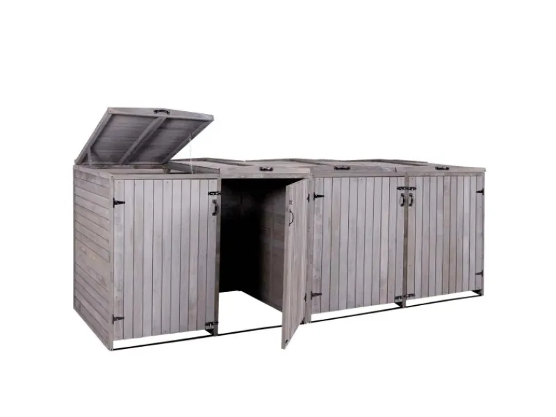 PROREGAL Weitere Ordnungssysteme Für Den Garten|XL 4er-/8er-Mülltonnenverkleidung HxBxT 126x316x98 cm Mülltonnenbox Mülltonnenabdeckung Holz