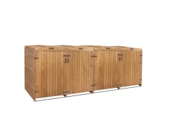 PROREGAL Weitere Ordnungssysteme Für Den Garten|XL 4er-/8er-Mülltonnenverkleidung HxBxT 126x316x98 cm Mülltonnenbox Mülltonnenabdeckung Holz
