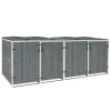 XL 4er-/8er-Mülltonnenverkleidung HxBxT 126x316x98 cm Grau-Weiß Mülltonnenbox Mülltonnenabdeckung Holz*PROREGAL Clearance