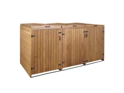 XL 3er-/6er-Mülltonnenverkleidung HxBxT 126x237,5x98 cm Mülltonnenbox Mülltonnenabdeckung Holz*PROREGAL Clearance