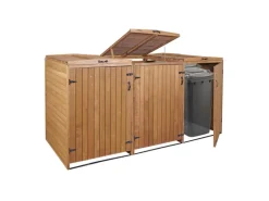 XL 3er-/6er-Mülltonnenverkleidung HxBxT 126x237,5x98 cm Mülltonnenbox Mülltonnenabdeckung Holz*PROREGAL Clearance