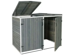 PROREGAL Weitere Ordnungssysteme Für Den Garten|XL 2er-/4er-Mülltonnenverkleidung HxBxT 126x158x98 cm Grau-Weiß Mülltonnenbox Mülltonnenabdeckung Holz