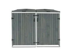 PROREGAL Weitere Ordnungssysteme Für Den Garten|XL 2er-/4er-Mülltonnenverkleidung HxBxT 126x158x98 cm Grau-Weiß Mülltonnenbox Mülltonnenabdeckung Holz