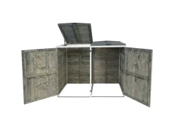 PROREGAL Weitere Ordnungssysteme Für Den Garten|XL 2er-/4er-Mülltonnenverkleidung HxBxT 126x158x98 cm Grau-Weiß Mülltonnenbox Mülltonnenabdeckung Holz