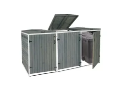 XL 3er-/6er-Mülltonnenverkleidung HxBxT 126x237,5x98 cm Grau-Weiß Mülltonnenbox Mülltonnenabdeckung Holz*PROREGAL