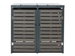 XL 2er-/4er-Mülltonnenverkleidung HxBxT 119x140x102 cm Mülltonnenbox Mülltonnenabdeckung WPC Metall 86kg*PROREGAL New