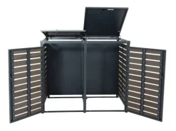 XL 2er-/4er-Mülltonnenverkleidung HxBxT 119x140x102 cm Mülltonnenbox Mülltonnenabdeckung WPC Metall 86kg*PROREGAL New