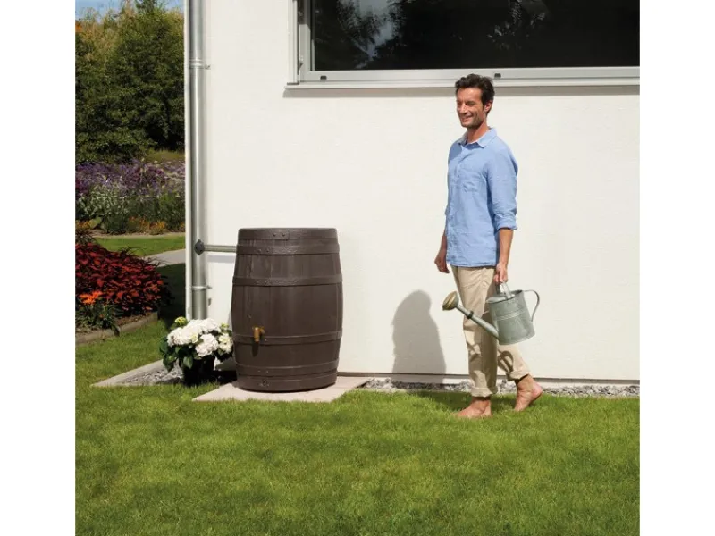 Regenfass Vino 250 l Dunkelbraun Holzoptik*4rain New