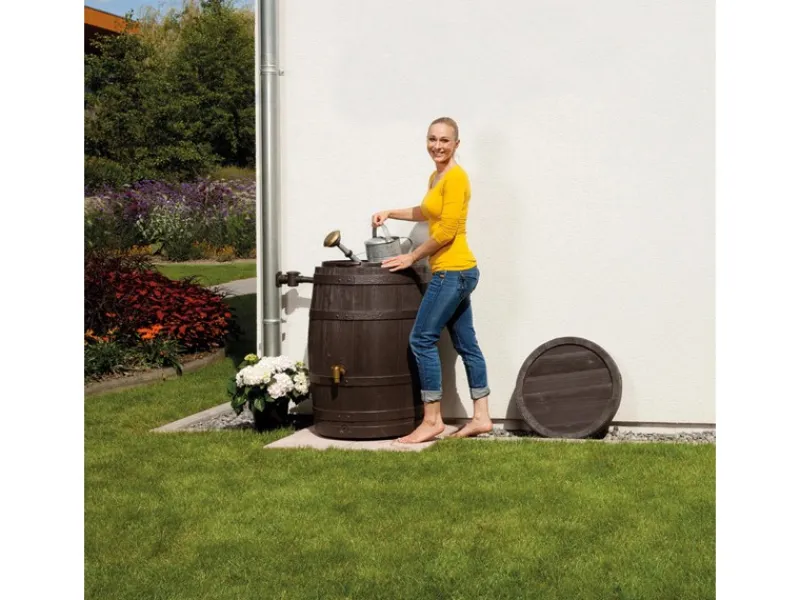 Regenfass Vino 250 l Dunkelbraun Holzoptik*4rain New