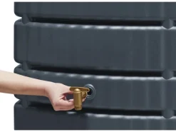 4rain Regenwasser-Nutzung|Regenwassertank Slim 650 l Graphit Grey inkl. Auslaufhahn Aqua-Quick