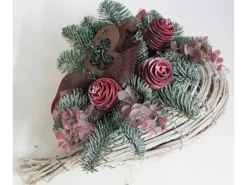 Rebenherz mit Metallherz und Eukalyptus Rot ca. 30 cm*