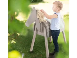 Gartenspielgeräte|roba Spiel- & Voltigierpferd Sheddie in Grauem Massivholz mit Rückenhöhe 70 cm