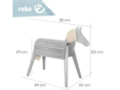 Gartenspielgeräte|Outdoor-Spielzeug|roba Spiel- & Voltigierpferd Sheddie in Grauem Massivholz mit Rückenhöhe 88,5 cm