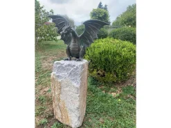 Bronze-Skulptur Drache mit Findling*Rottenecker
