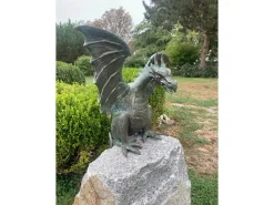 Bronze-Skulptur Drache mit Findling*Rottenecker