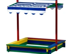 Sandkasten XL Holz mit Dachlift Bunt 120 cm x 120 cm x 120 cm FSC®*Dobar New