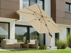 Schneider Ampelschirm 300 cm x 300 cm Natur mit Kurbelmechanik*Schneider Schirme Outlet