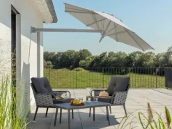 Schneider Ampelschirm Muro Ø 250 cm Silber-Grau mit Handöffner*Schneider Schirme