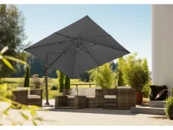 Schneider Ampelschirm Rhodos 300 cm x 300 cm Anthrazit mit Kurbelmechanik*Schneider Schirme Online