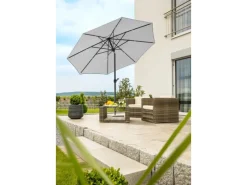 Schneider Marktschirm Ø 300 cm Silbergrau mit Kurbelmechanik*Schneider Schirme Outlet