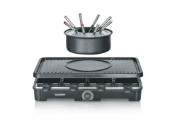 Severin Tischgrills|Raclette-Fondue Kombination RG 2347 mit Grillplatte 1.400 W