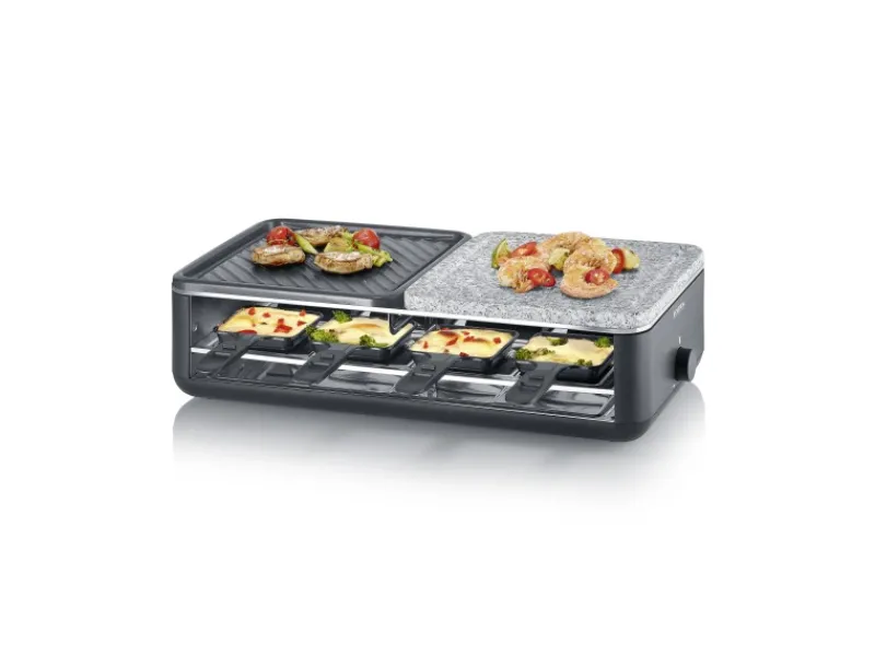 Severin Tischgrills|Raclette-Grill RG 2366 Black Line Lite Naturstein & Grillfläche 1.300 W