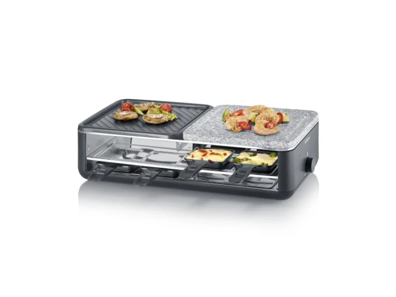 Severin Tischgrills|Raclette-Grill RG 2366 Black Line Lite Naturstein & Grillfläche 1.300 W