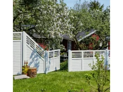 Plus Balkonsichtschutz|Sichtschutzzaun Decora Nadelholz Weiß 180 cm x 180 cm