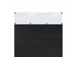 Plus Balkonsichtschutz|Sichtschutzzaun Plank Nadelholz Schwarz mit Glas 174 cm x 163 cm