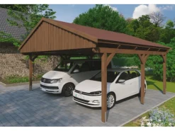 Carport Fichtelberg 618 cm x 566 cm Rote Schindeln*Skan Holz Clearance