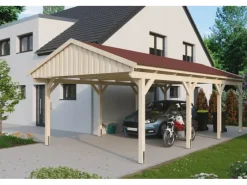 Skan Holz Quads|Carport Fichtelberg 423 cm x 808 cm Rote Schindeln