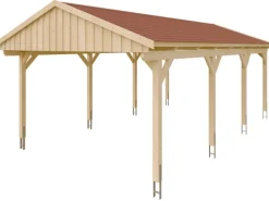 Skan Holz Quads|Carport Fichtelberg 423 cm x 808 cm Rote Schindeln