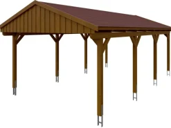 Skan Holz Quads|Carport Fichtelberg 423 cm x 808 cm Rote Schindeln