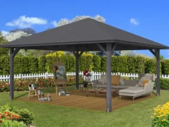 Holz-Pavillon Cannes 4 Eiche lasiert 489 cm x 489 cm*Skan Holz Sale