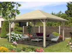 Skan Holz Gartenlauben|Holz-Pavillon Cannes 3 unbehandelt 424 cm x 424 cm